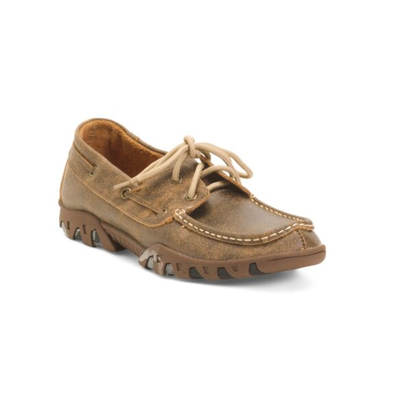 FERRINI Mocha Leather Laced Loafers - Picture 1 of 2